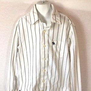 Youth/Boys Abercrombie White Striped Button Down Muscle Fit Shirt Sz XL